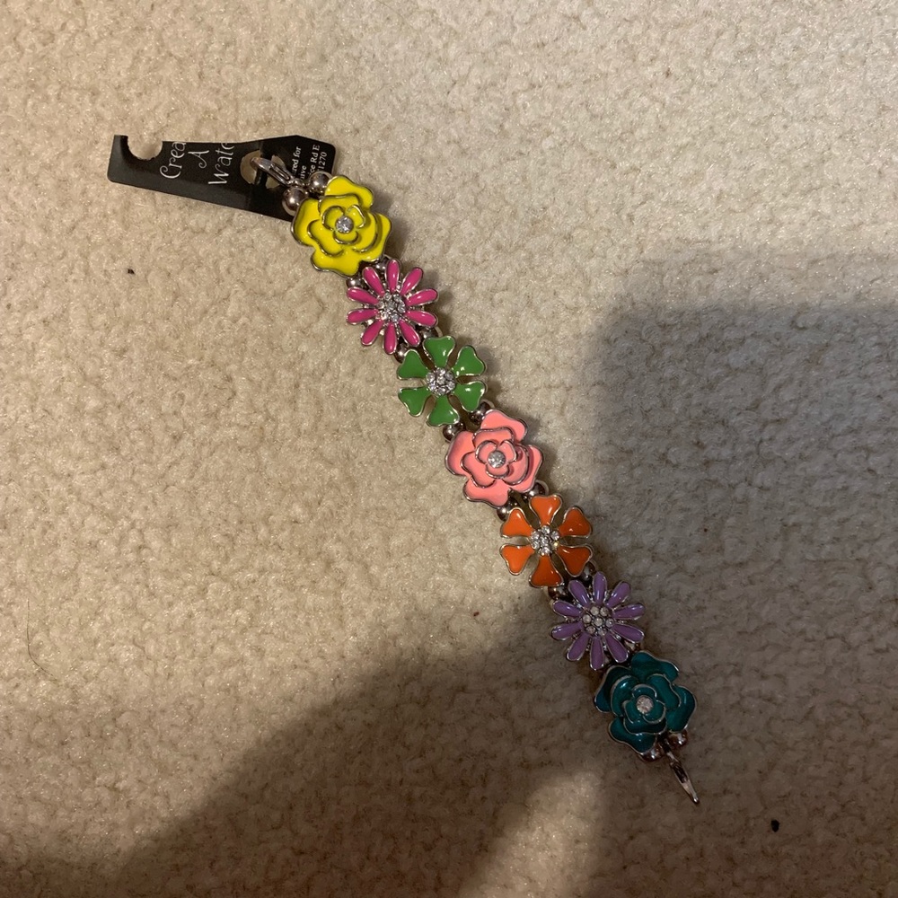 Rainbow-colored flower bracelet